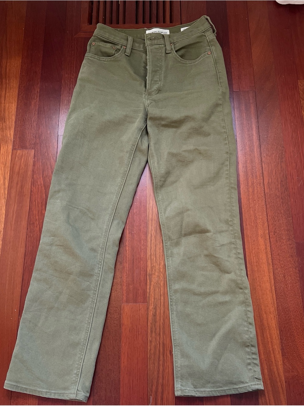 Aritzia denim forum straight leg army green jeans